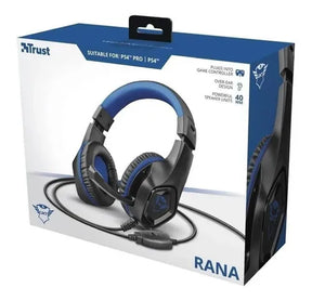 Headset Gamer Trust Gxt Rana Preto E Azul Com Fio Ps4 Box