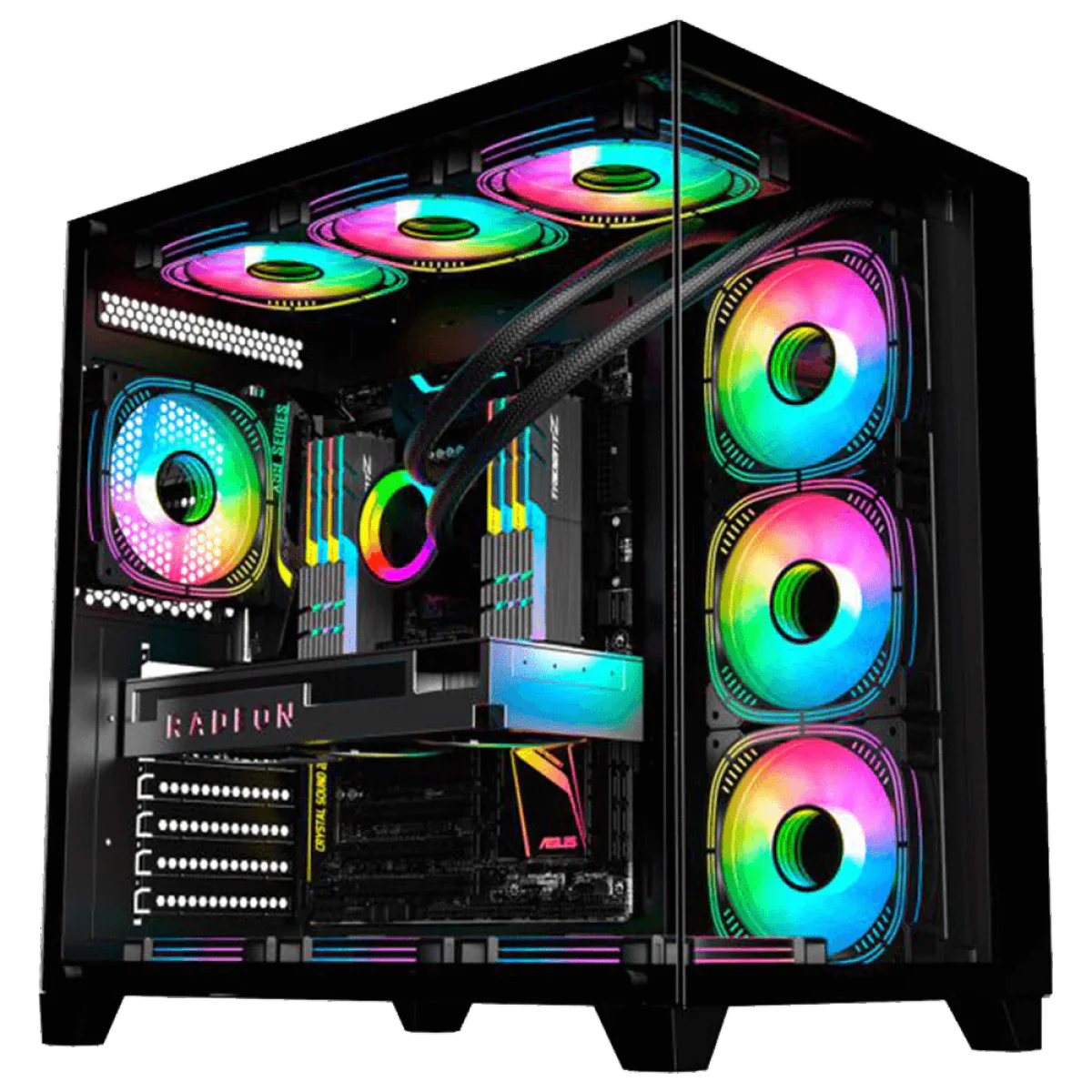 Gabinete Gamer K-MEX Ghost Shark, Aquario, Mid Tower, Vidro Temperado, ATX, Black, Sem Fonte, Sem Fan, CG02J1RH001CB0X