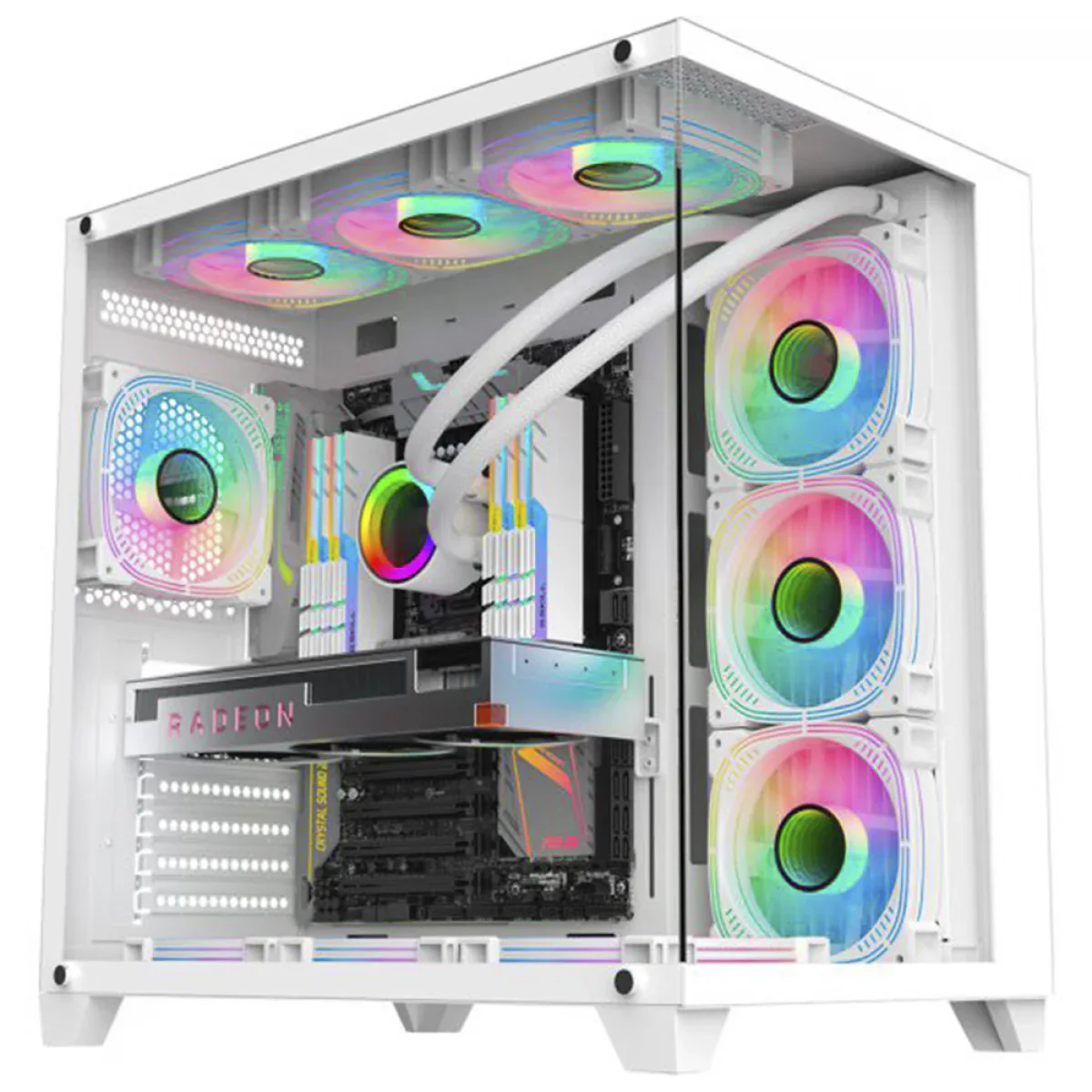 Gabinete Gamer K-MEX Ghost Shark, Aquario, Mid Tower, Vidro Temperado, ATX, White, Sem Fonte, Sem Fan, CGW2J1RH002CB0X