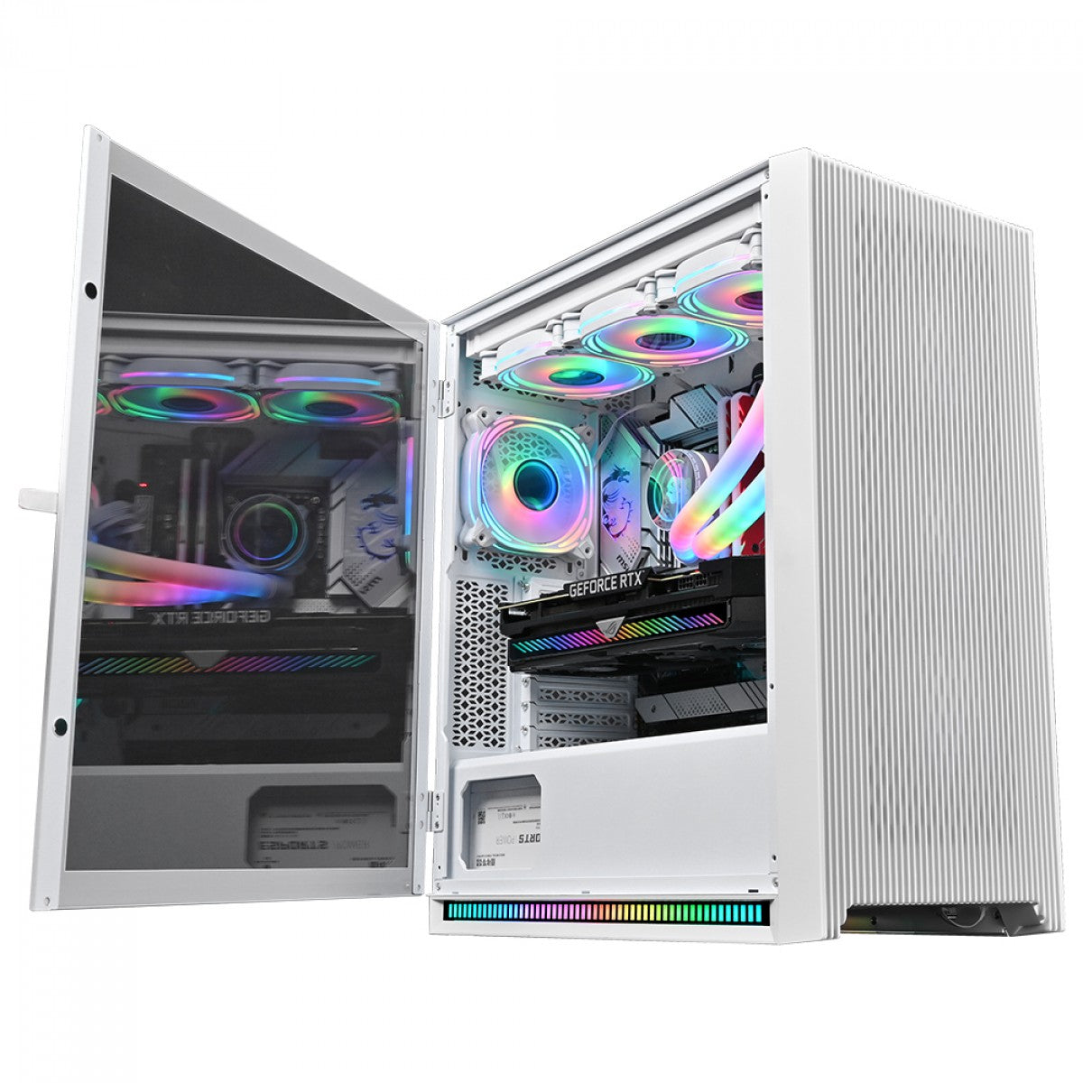 Gabinete Gamer SuperFrame Magic, RGB, Mid Tower, Vidro Temperado, E-ATX, White, Sem Fonte, Com 3 Fans