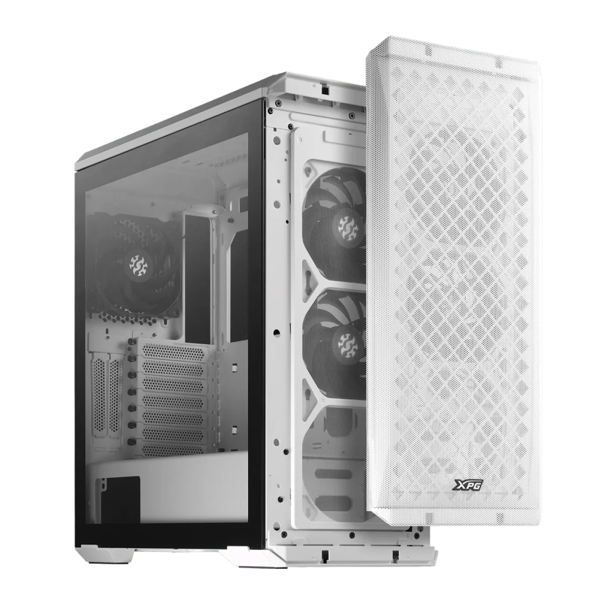 Gabinete Gamer XPG Defender, Mid Tower, Vidro Temperado, White, E-ATX, Sem Fonte, Com 3 Fans, DEFENDER WHCWW