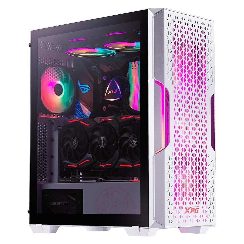 Gabinete Gamer XPG Starker Air, Mid-Tower, LED RGB, ATX, Lateral em Vidro Temperado, 2x Cooler Fan RGB, Branco - STARKERAIR-WHCWW