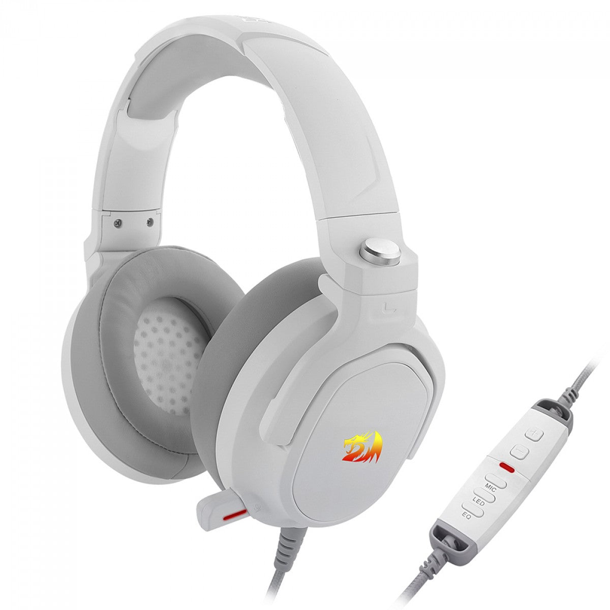 Headset Gamer Redragon Nireus, RGB, USB, 7.1 Surround, Drivers De 50mm, White, H399W-RGB