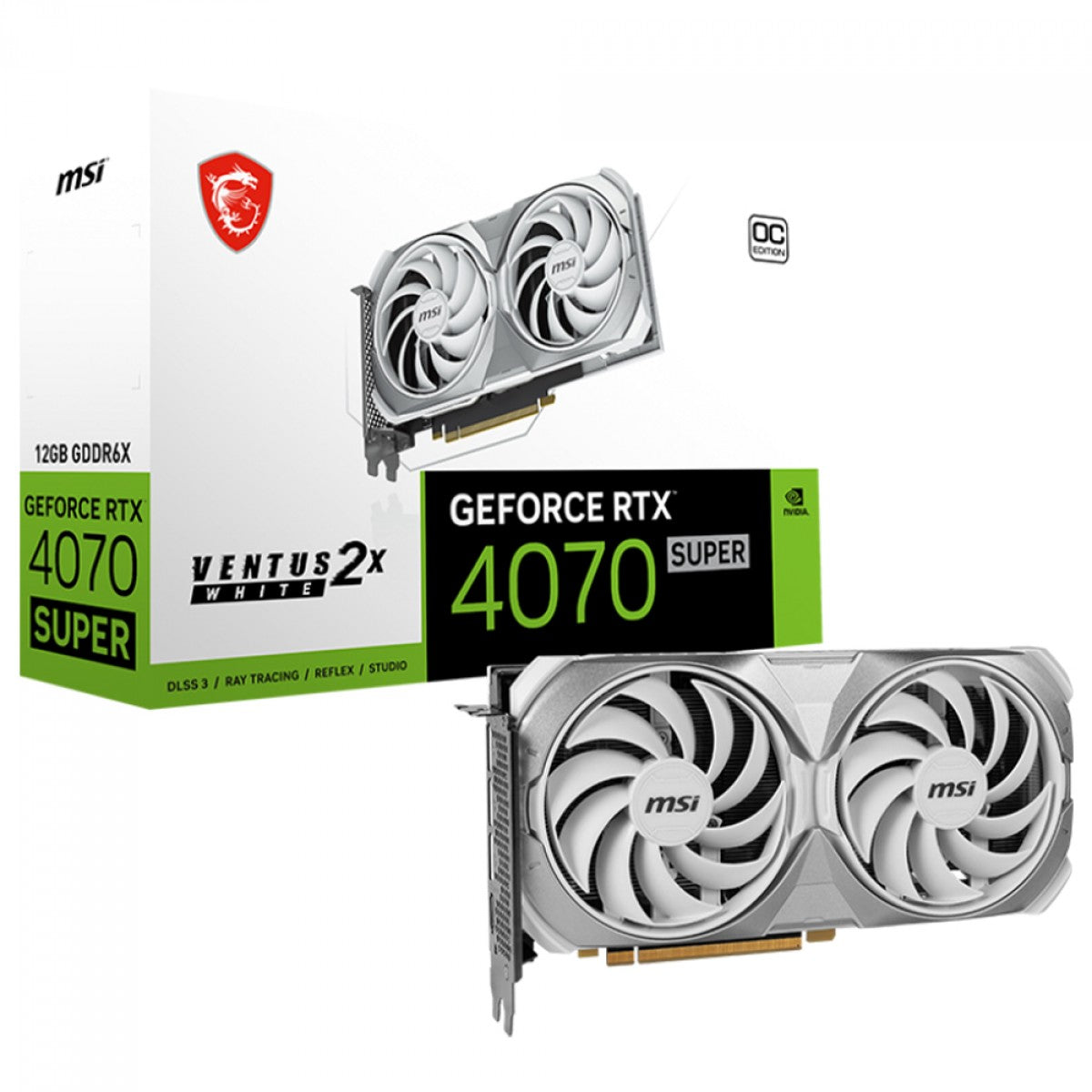 Placa de Vídeo MSI NVIDIA GeForce RTX 4070 Super Ventus 2X OC White, 12GB, GDDR6X, DLSS, Ray Tracing