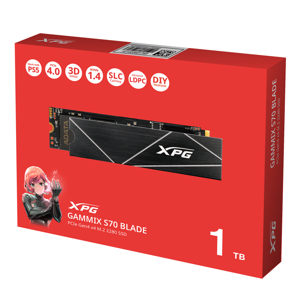 SSD XPG GAMMMIX S70 BLADE 1TB, M.2 2280 NVME, LEITURA 7400MB