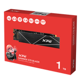 SSD XPG GAMMMIX S70 BLADE 1TB, M.2 2280 NVME, LEITURA 7400MB