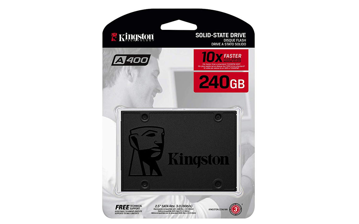 SSD Kingston A400, 240GB, SATA, Leitura 500MB/s, Gravação 350MB/s - SA400S37/240