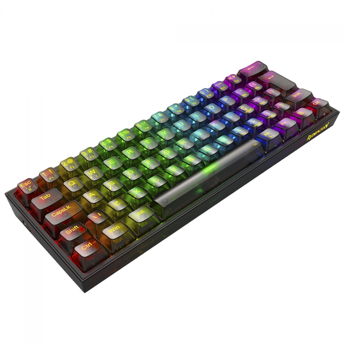 Teclado Gamer Mecânico Redragon Fizz Clear, RGB, USB, Switch Crystal, ABNT2, 60%, Preto, K617CTB-RGB