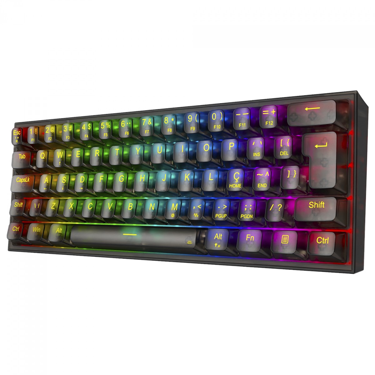 Teclado Gamer Mecânico Redragon Fizz Clear, RGB, USB, Switch Crystal, ABNT2, 60%, Preto, K617CTB-RGB