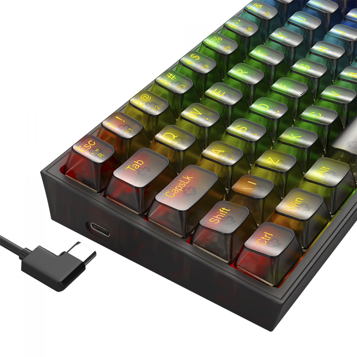 Teclado Gamer Mecânico Redragon Fizz Clear, RGB, USB, Switch Crystal, ABNT2, 60%, Preto, K617CTB-RGB