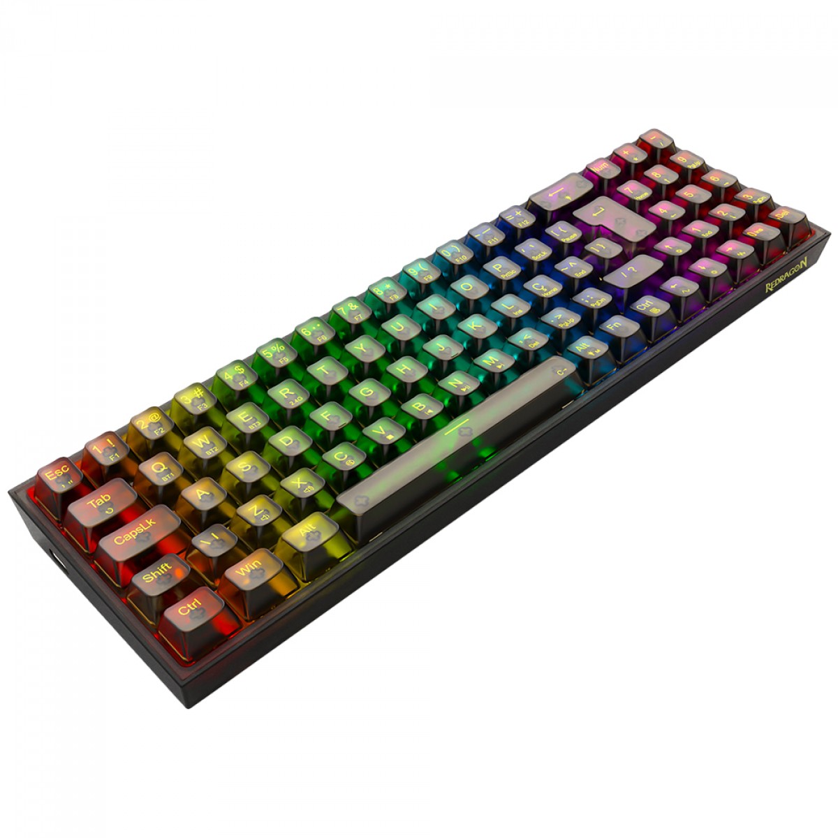 Teclado Gamer Mecânico Redragon Pollux Pro Clear, RGB, Wireless, Bluetooth, Switch Crystal, ABNT2, Preto, K628CTB-RGB-PRO PT