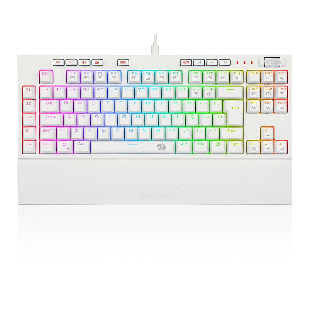 Teclado Óptico Mecânico Redragon Broadsword Pro, RGB, Switch Red, ABNT2, Branco - K588W-RGB-PRO (PT-RED)